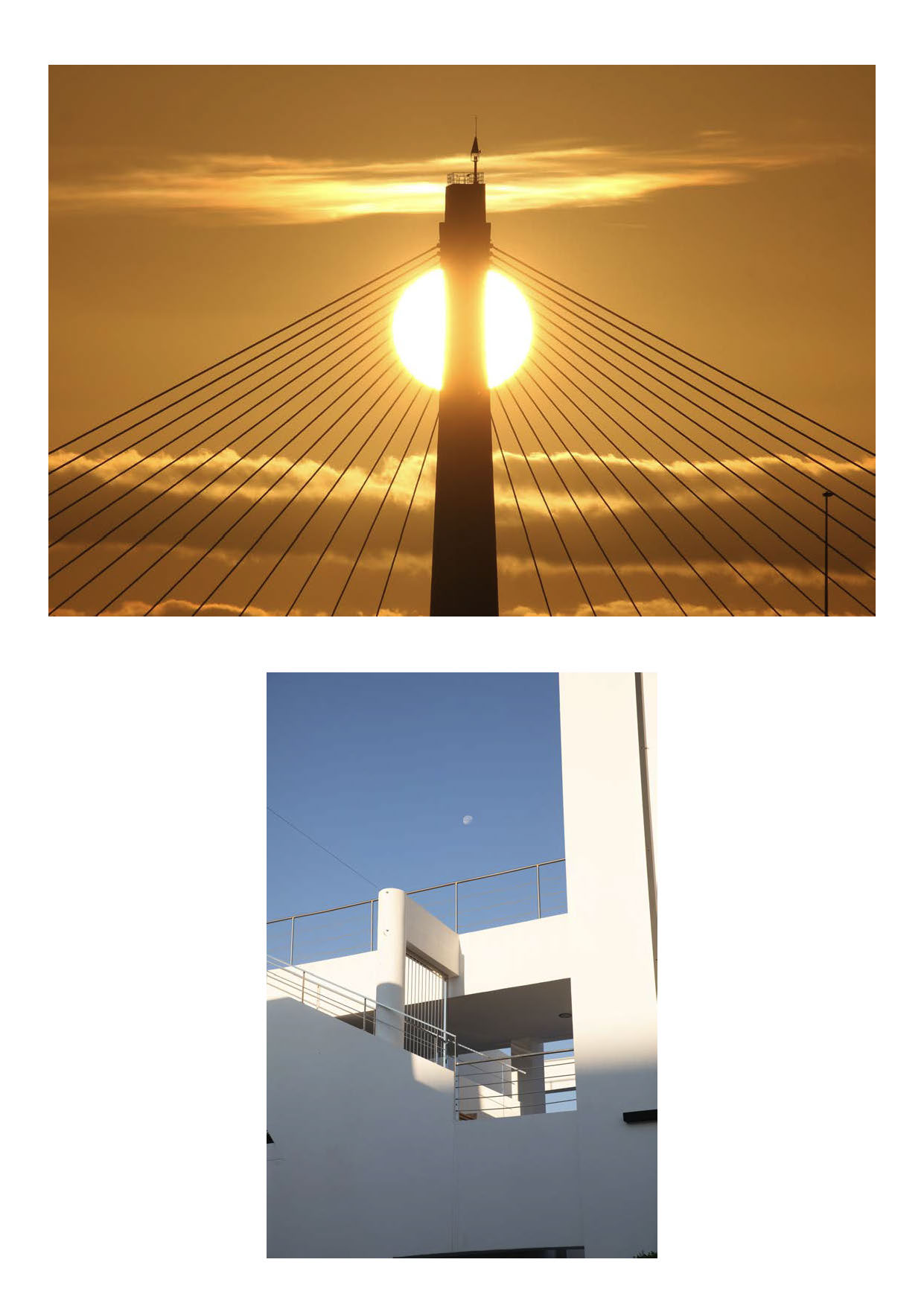 Puente moderno al atardecer
