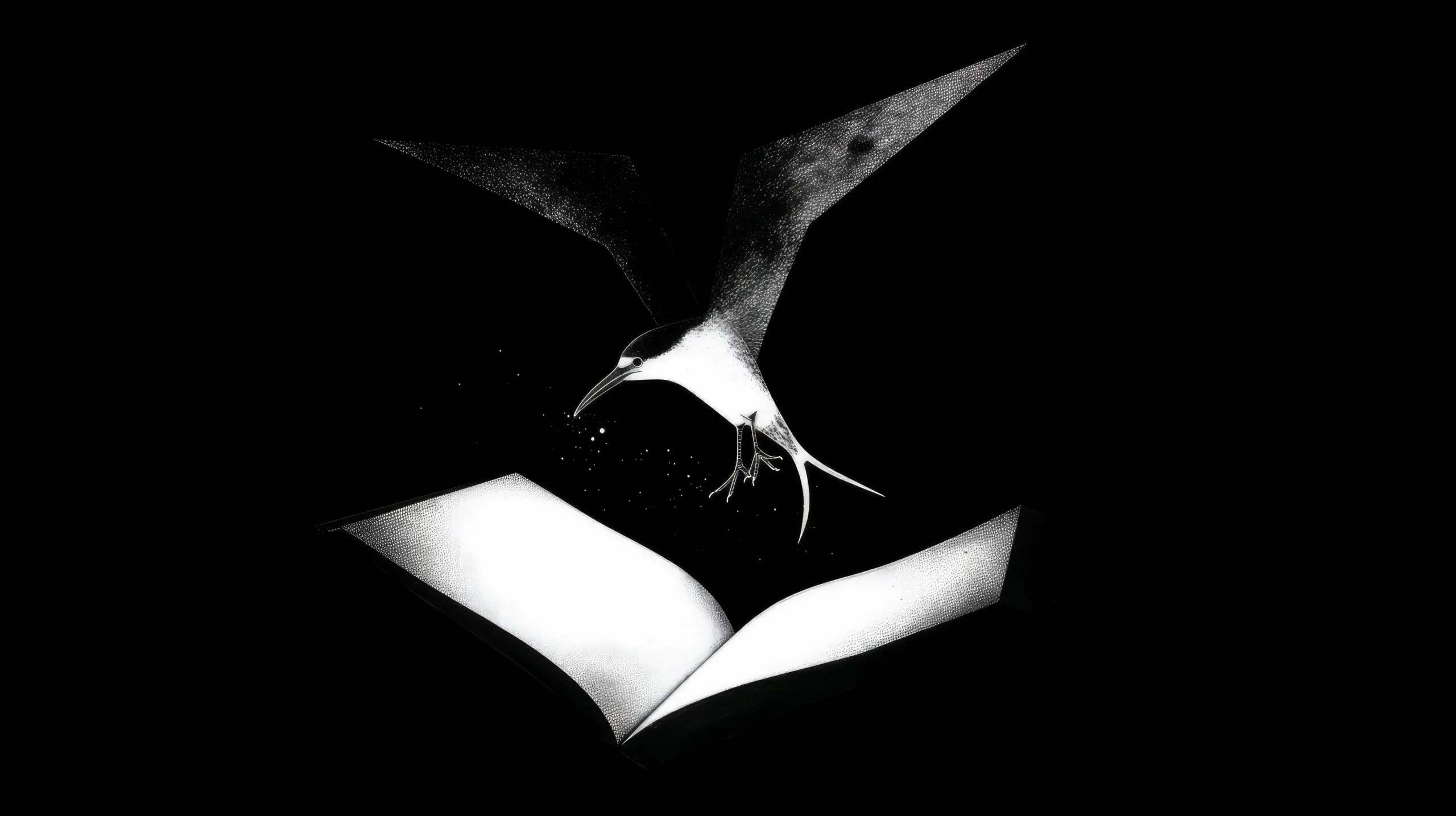 Libro abierto con pájaros
