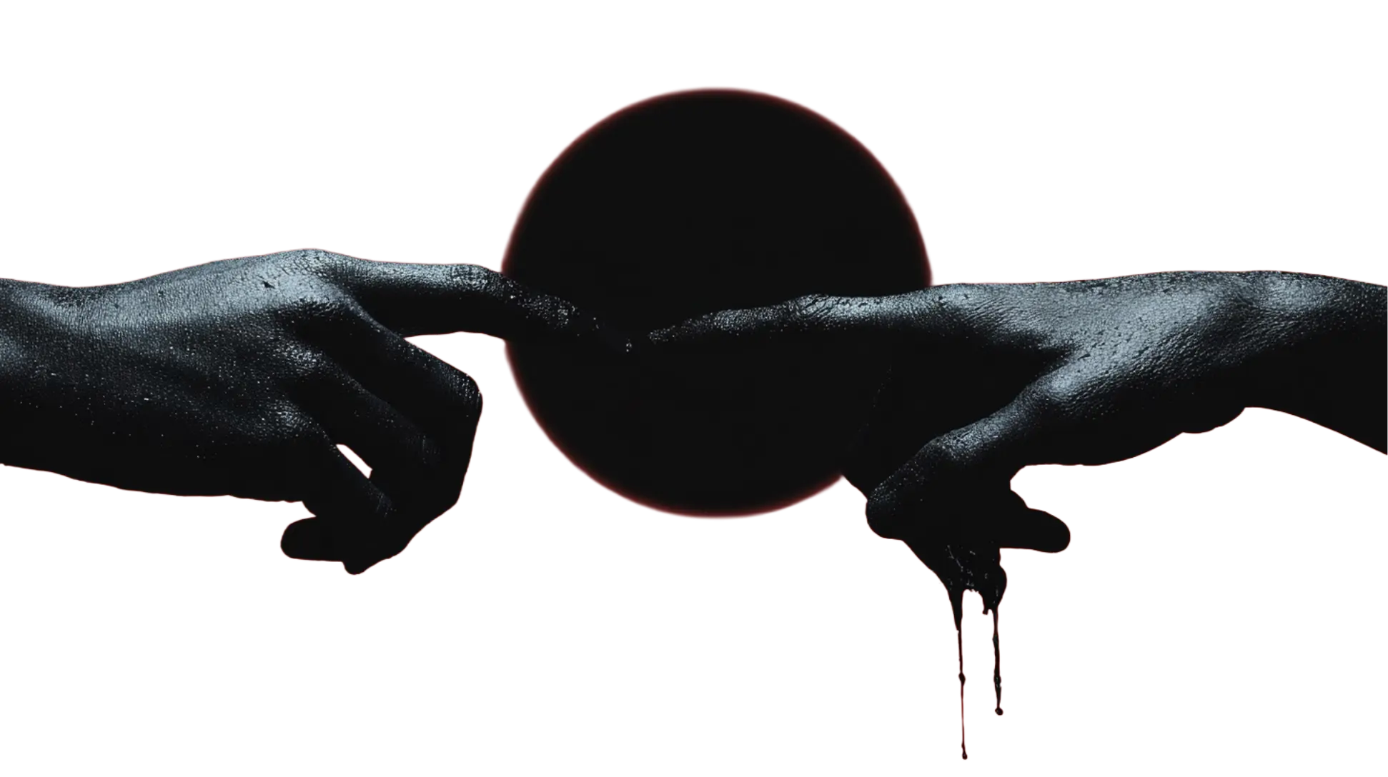 Dos manos se encuentran ante un círculo oscuro con borde rojo, pieza visual del archivo de AiLOF.es.